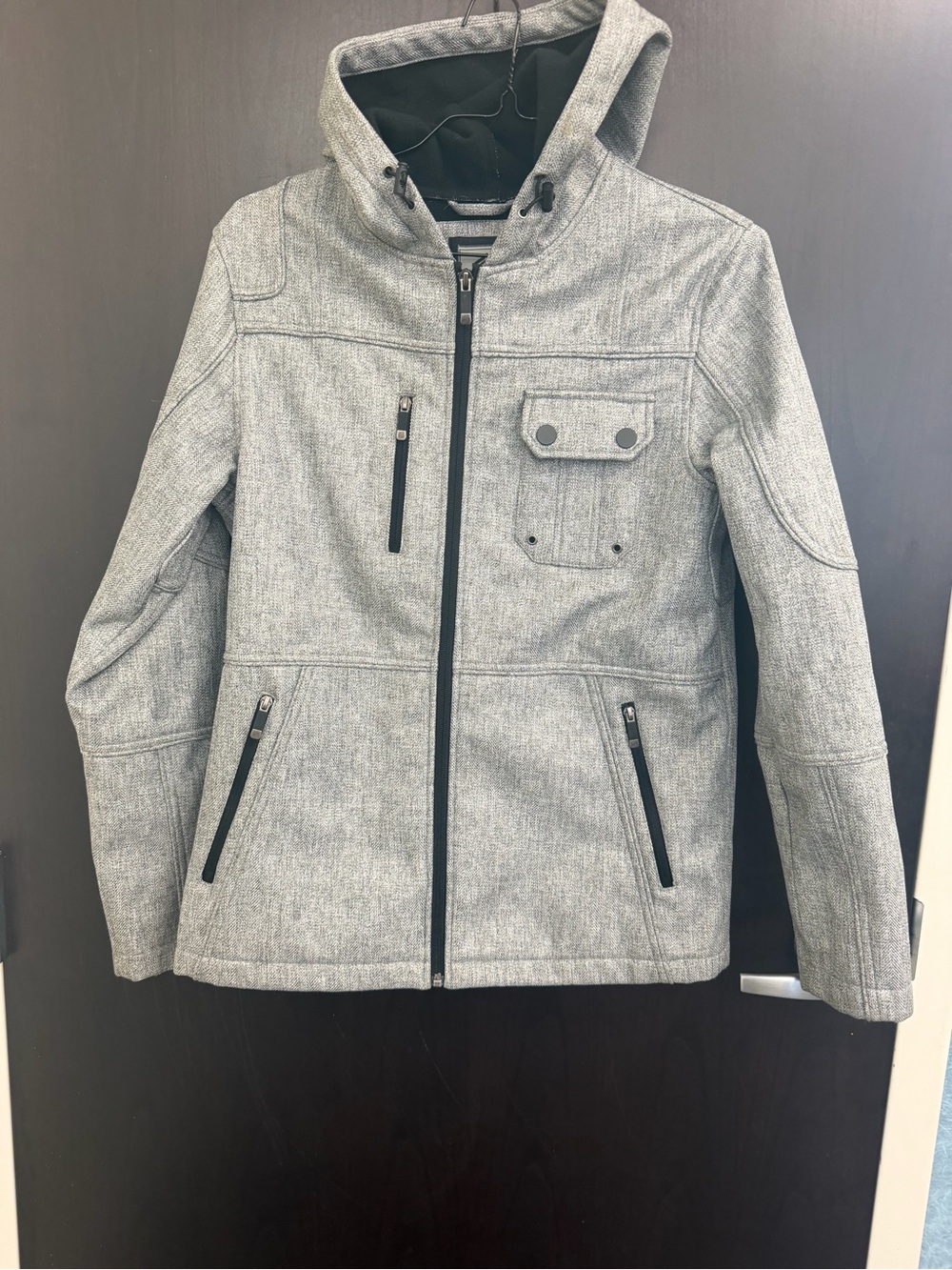 BKE Men's Light Gray Hooded Zip Jacket Small